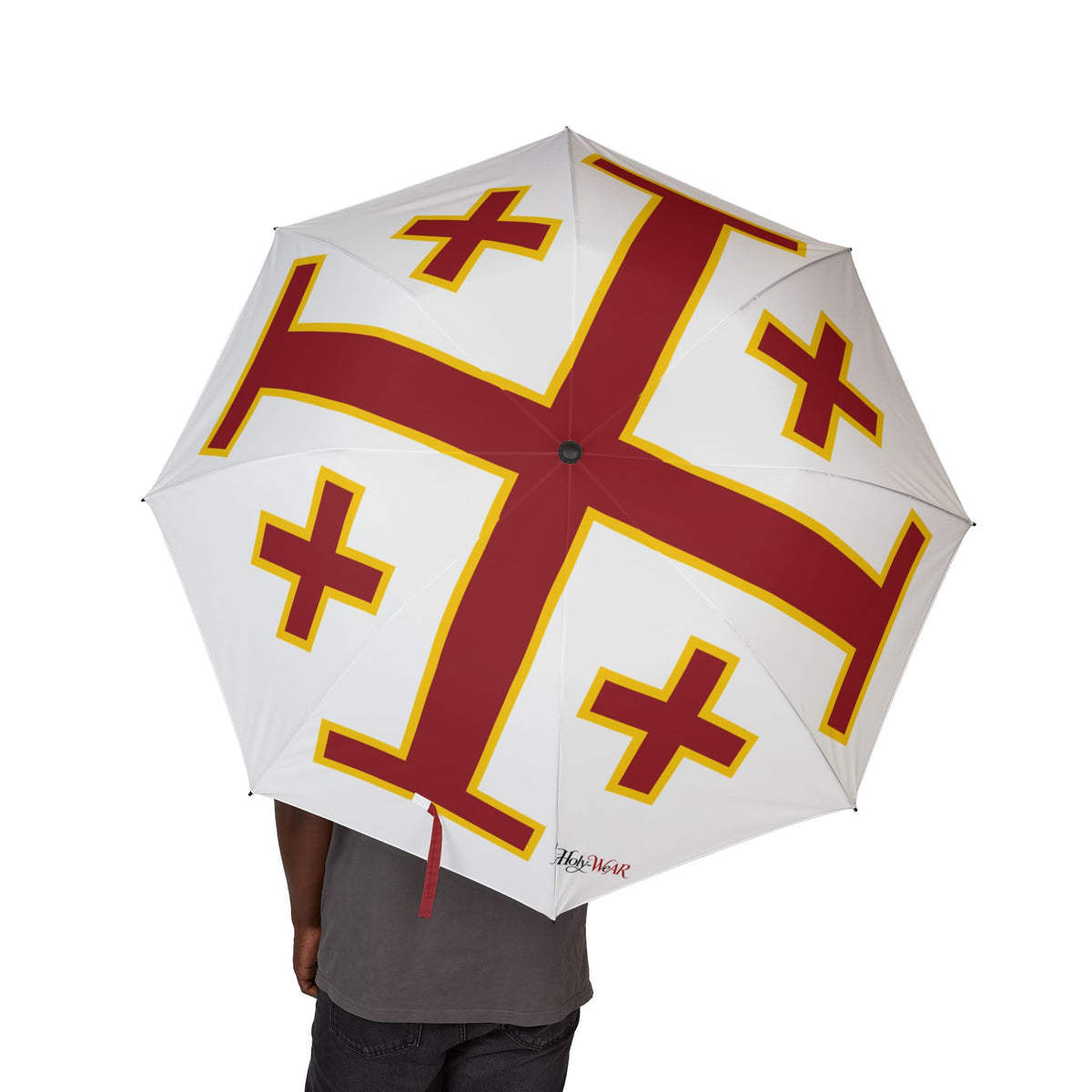 Jerusalem Cross Foldable Umbrella — Semi‑Automatic Travel Umbrella  ♱