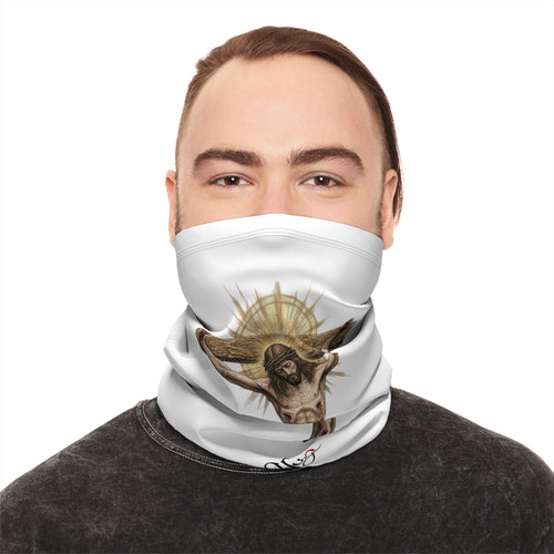 Christian Crucifix ♱ Neck Gaiter — Winter Face Scarf with Drawstring