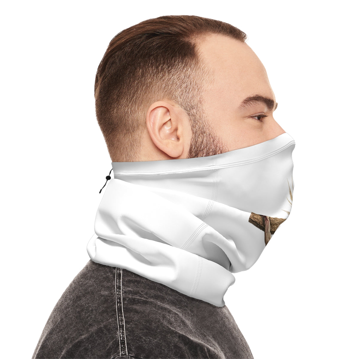 Christian Crucifix Neck Gaiter — Winter Face Scarf with Drawstring